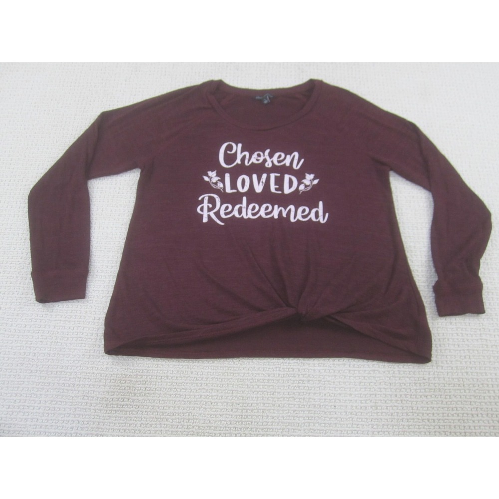 Signature Studio Shirt Womens Large Maroon Long Sleeve Chosen Loved Redeemed